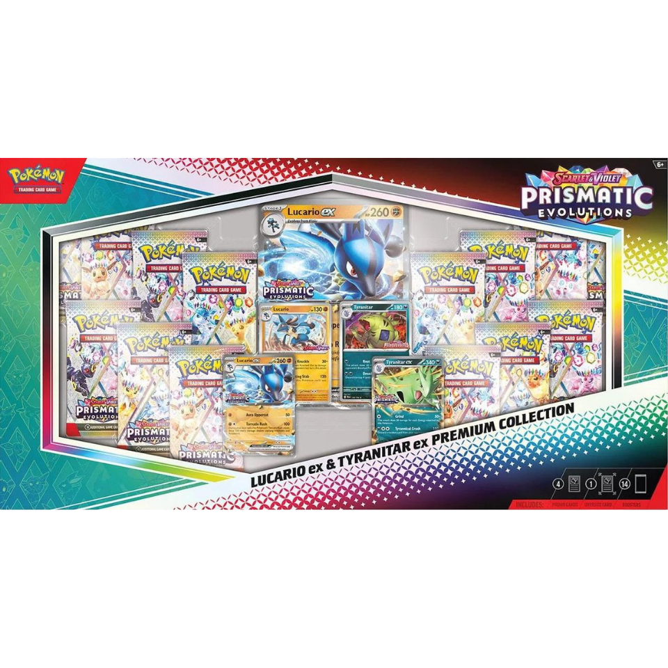 Pokemon Prismatic Evolutions: Lucario ex & Tyranitar ex Premium Collection
