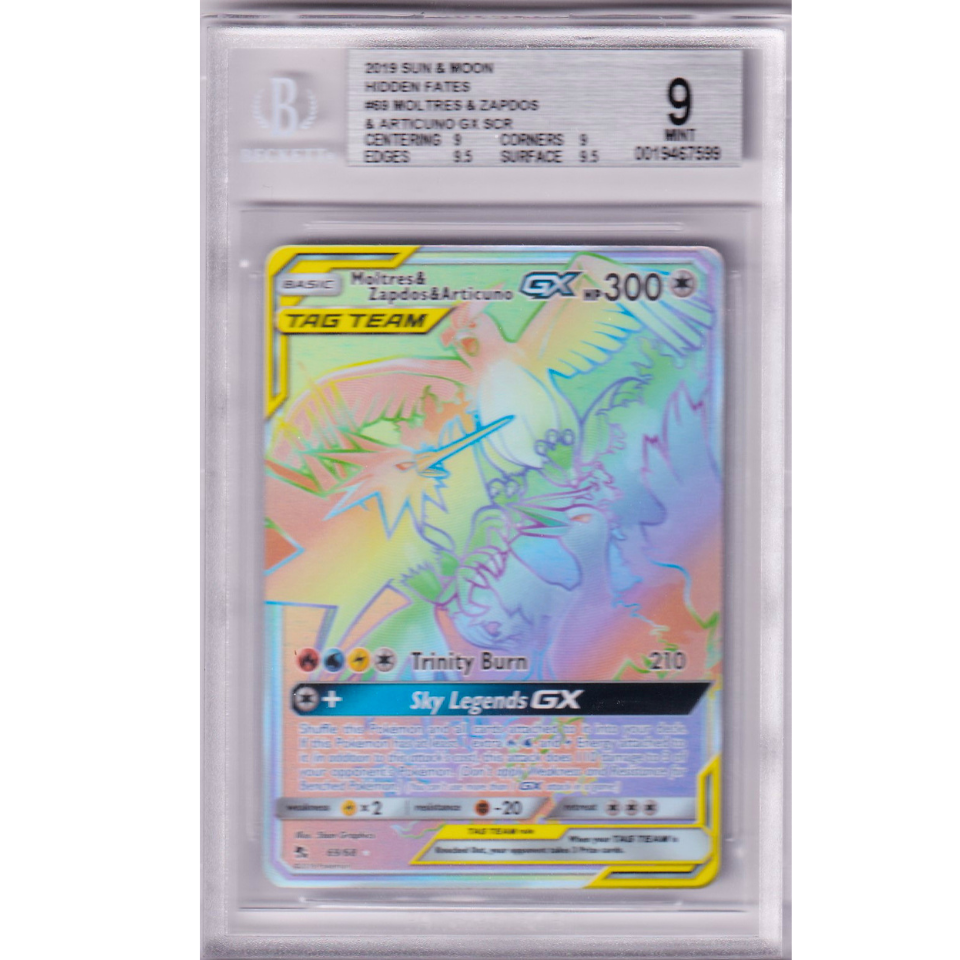 Pokemon Moltres & Zapdos & Articuno GX (HIF 69)- BGS 9